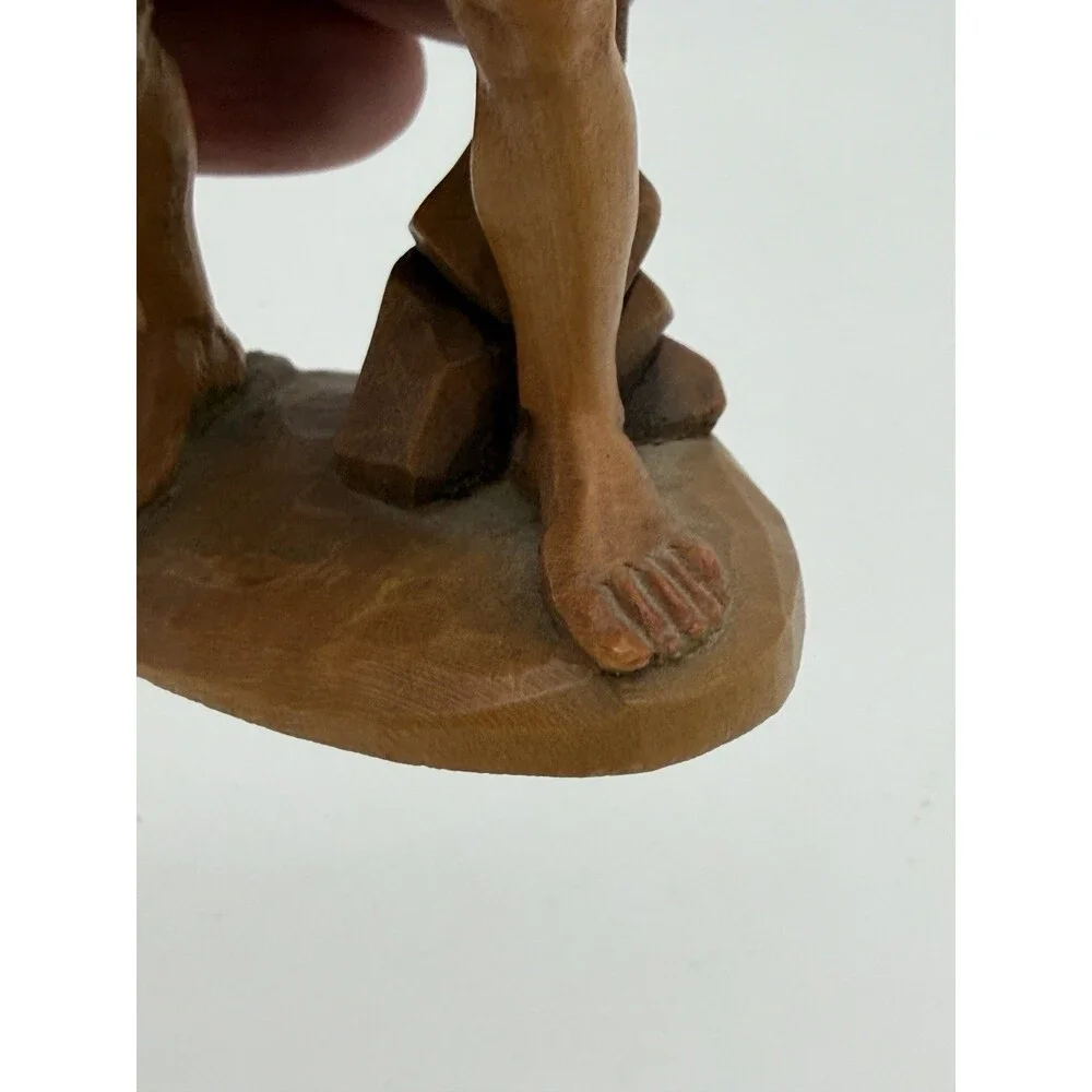 Anri Italy Folk Art Vintage Hand Carved Wood Shepherd Nativity Figurine 5.5”H